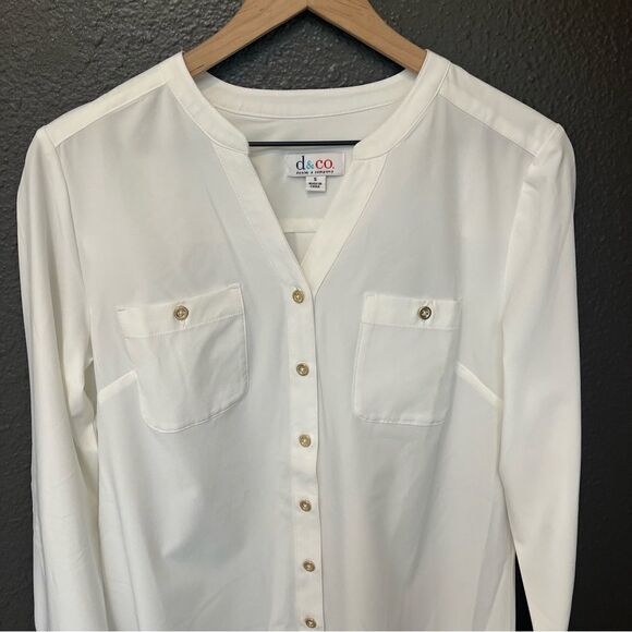 Denim & Co. Roll Tab Sleeve Button Front Soft Utility Tunic - Picture 6 of 13